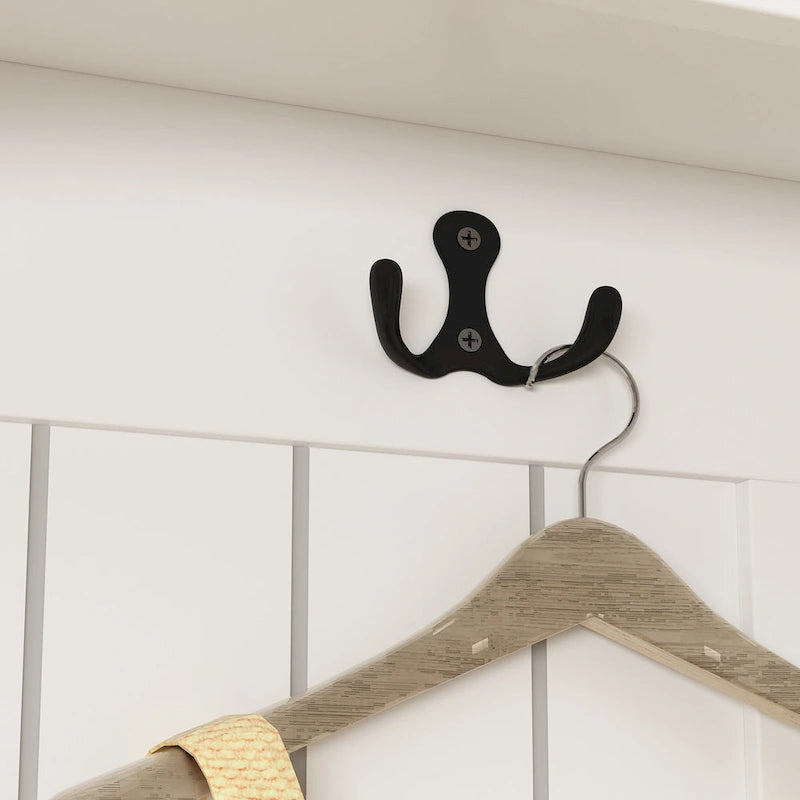 Porte-manteau 3-en-1 Blanc / Noir / Gris avec banc et rangement à chaussures – Style moderne, Utilisation familiale