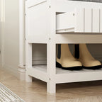 Porte-manteau 3-en-1 Blanc / Noir / Gris avec banc et rangement à chaussures – Style moderne, Utilisation familiale