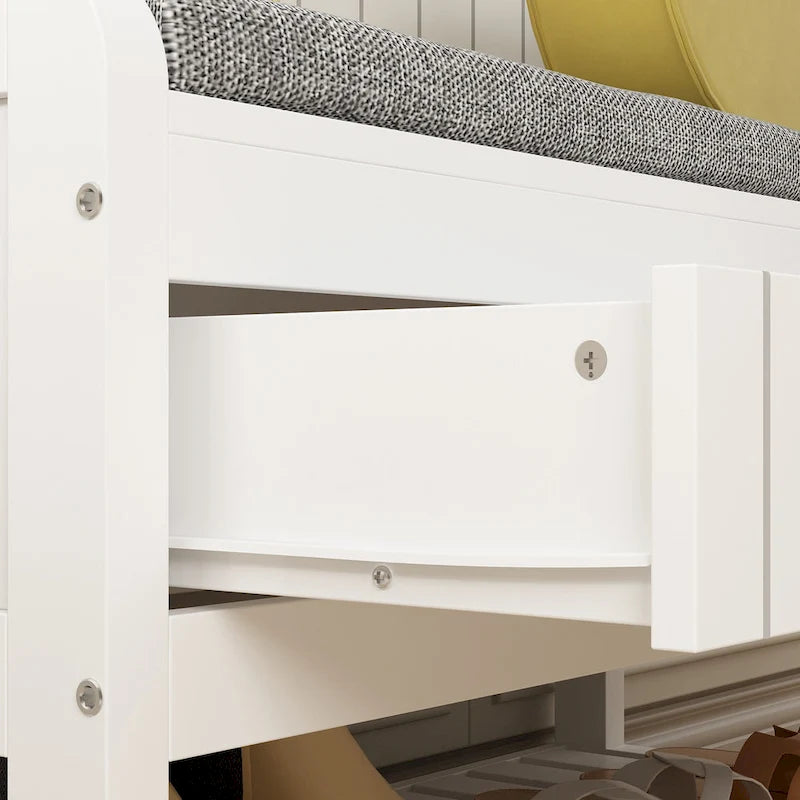 Porte-manteau 3-en-1 Blanc / Noir / Gris avec banc et rangement à chaussures – Style moderne, Utilisation familiale