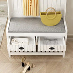 Porte-manteau 3-en-1 Blanc / Noir / Gris avec banc et rangement à chaussures – Style moderne, Utilisation familiale