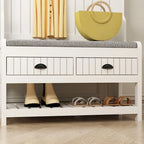 Porte-manteau 3-en-1 Blanc / Noir / Gris avec banc et rangement à chaussures – Style moderne, Utilisation familiale