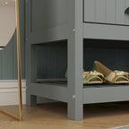 Porte-manteau 3-en-1 Blanc / Noir / Gris avec banc et rangement à chaussures – Style moderne, Utilisation familiale