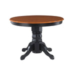 Table de salle à manger ronde sur pied – Multi / Blanc cassé / Noir – En bois massif, pouvant accueillir jusqu'à 4 personnes