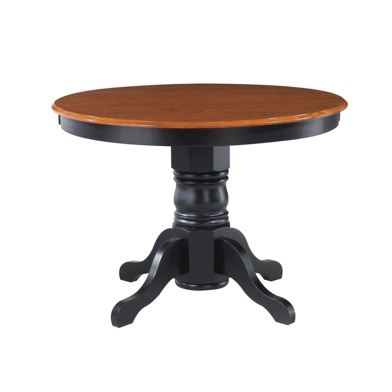 Table de salle à manger ronde sur pied – Multi / Blanc cassé / Noir – En bois massif, pouvant accueillir jusqu'à 4 personnes