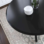 Table de salle à manger ronde sur pied – Multi / Blanc cassé / Noir – En bois massif, pouvant accueillir jusqu'à 4 personnes