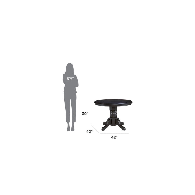 Table de salle à manger ronde sur pied – Multi / Blanc cassé / Noir – En bois massif, pouvant accueillir jusqu'à 4 personnes