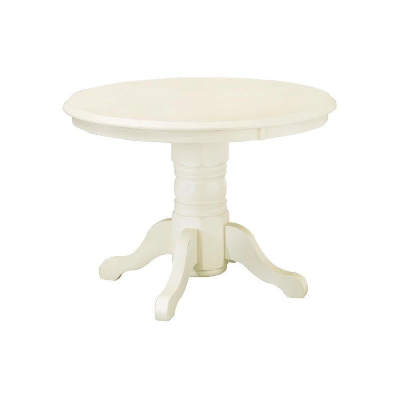 Table de salle à manger ronde sur pied – Multi / Blanc cassé / Noir – En bois massif, pouvant accueillir jusqu'à 4 personnes