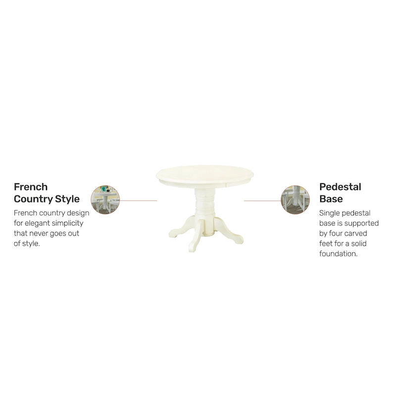 Table de salle à manger ronde sur pied – Multi / Blanc cassé / Noir – En bois massif, pouvant accueillir jusqu'à 4 personnes