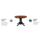 Table de salle à manger ronde sur pied – Multi / Blanc cassé / Noir – En bois massif, pouvant accueillir jusqu'à 4 personnes