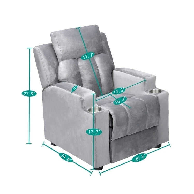 Fauteuil inclinable multicolore pour enfants avec repose-pieds et 2 porte-gobelets – Style ludique, pour 1 enfant
