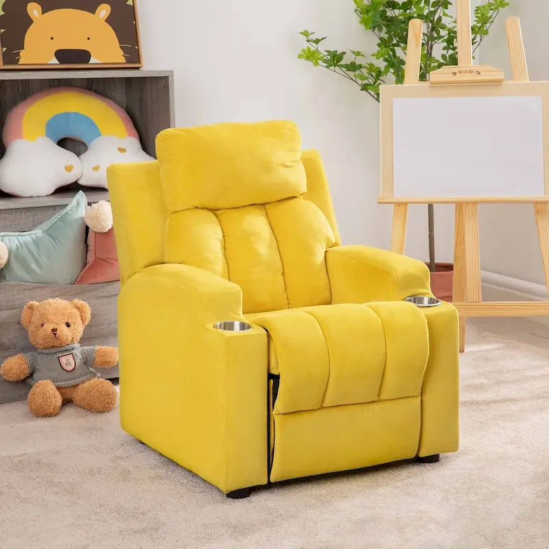 Fauteuil inclinable multicolore pour enfants avec repose-pieds et 2 porte-gobelets – Style ludique, pour 1 enfant