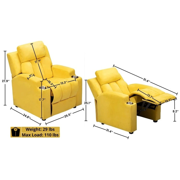 Fauteuil inclinable multicolore pour enfants avec repose-pieds et 2 porte-gobelets – Style ludique, pour 1 enfant