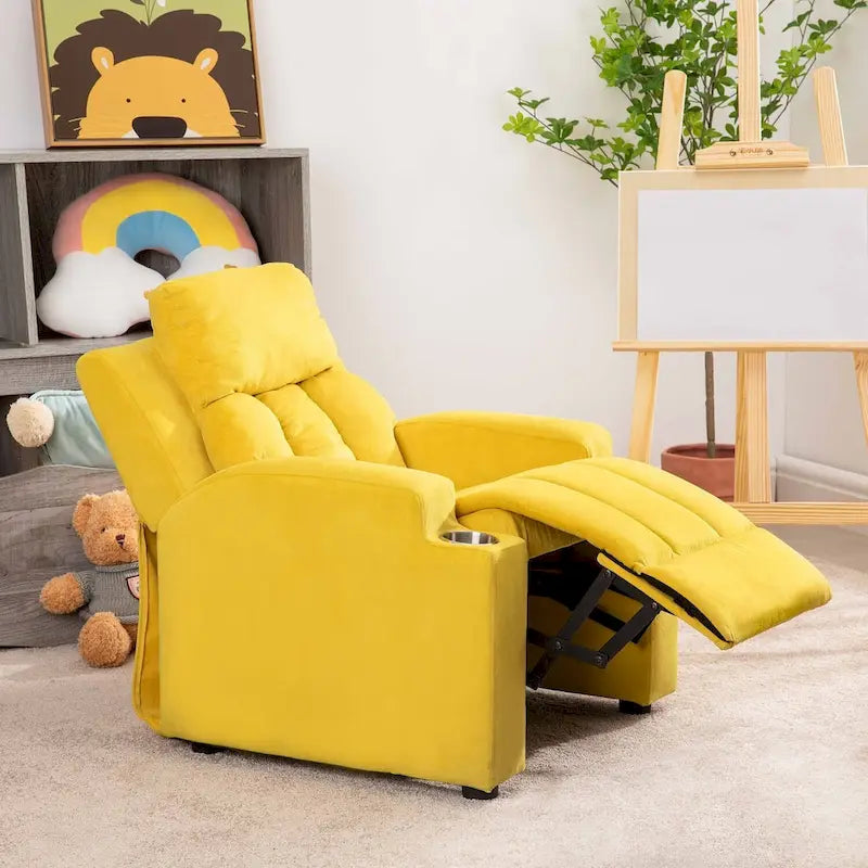 Fauteuil inclinable multicolore pour enfants avec repose-pieds et 2 porte-gobelets – Style ludique, pour 1 enfant