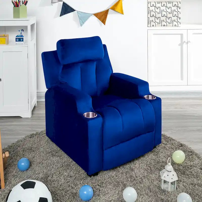 Fauteuil inclinable multicolore pour enfants avec repose-pieds et 2 porte-gobelets – Style ludique, pour 1 enfant