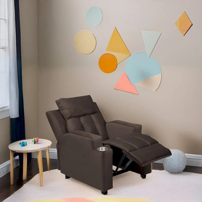 Fauteuil inclinable multicolore pour enfants avec repose-pieds et 2 porte-gobelets – Style ludique, pour 1 enfant