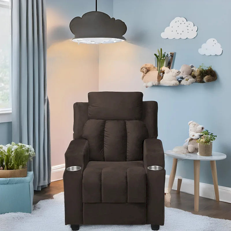 Fauteuil inclinable multicolore pour enfants avec repose-pieds et 2 porte-gobelets – Style ludique, pour 1 enfant