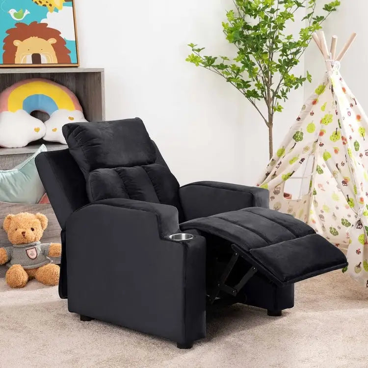 Fauteuil inclinable multicolore pour enfants avec repose-pieds et 2 porte-gobelets – Style ludique, pour 1 enfant