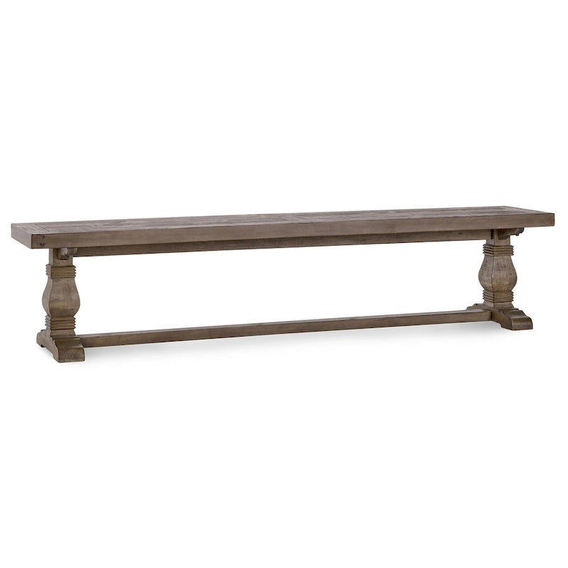 Banc de salle à manger en bois de pin recyclé marron vieilli avec piètement en tréteaux – 66" ou 83", Monoplace