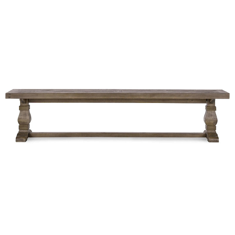 Banc de salle à manger en bois de pin recyclé marron vieilli avec piètement en tréteaux – 66" ou 83", Monoplace
