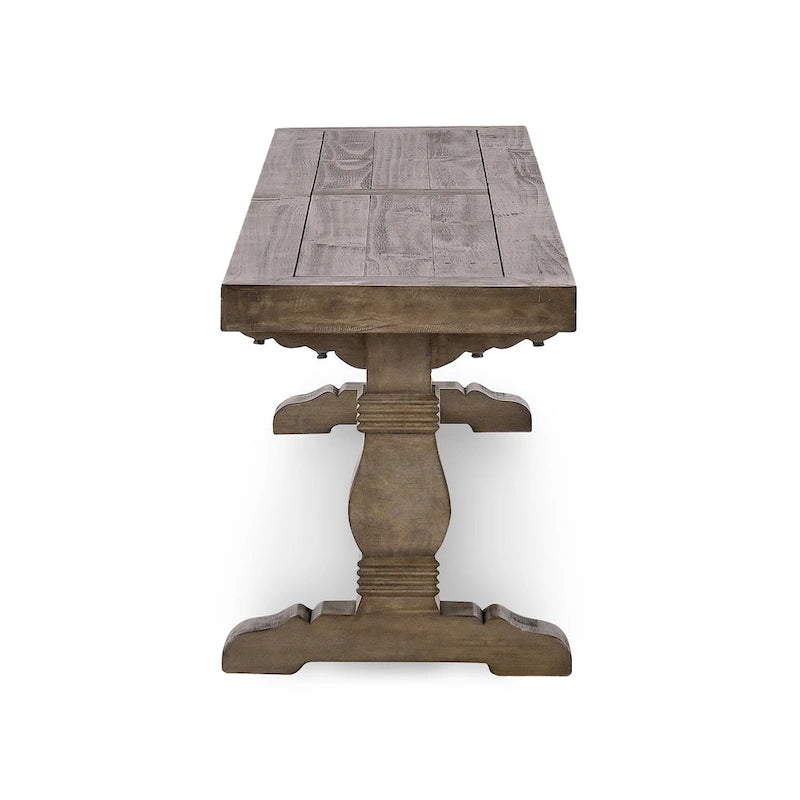 Banc de salle à manger en bois de pin recyclé marron vieilli avec piètement en tréteaux – 66" ou 83", Monoplace