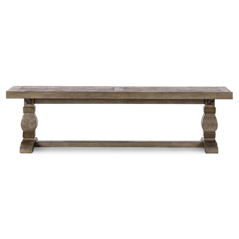 Banc de salle à manger en bois de pin recyclé marron vieilli avec piètement en tréteaux – 66" ou 83", Monoplace