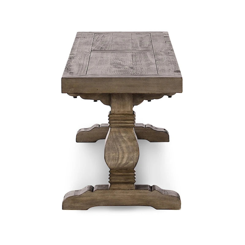 Banc de salle à manger en bois de pin recyclé marron vieilli avec piètement en tréteaux – 66" ou 83", Monoplace