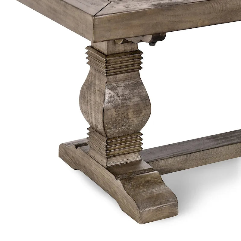 Banc de salle à manger en bois de pin recyclé marron vieilli avec piètement en tréteaux – 66" ou 83", Monoplace