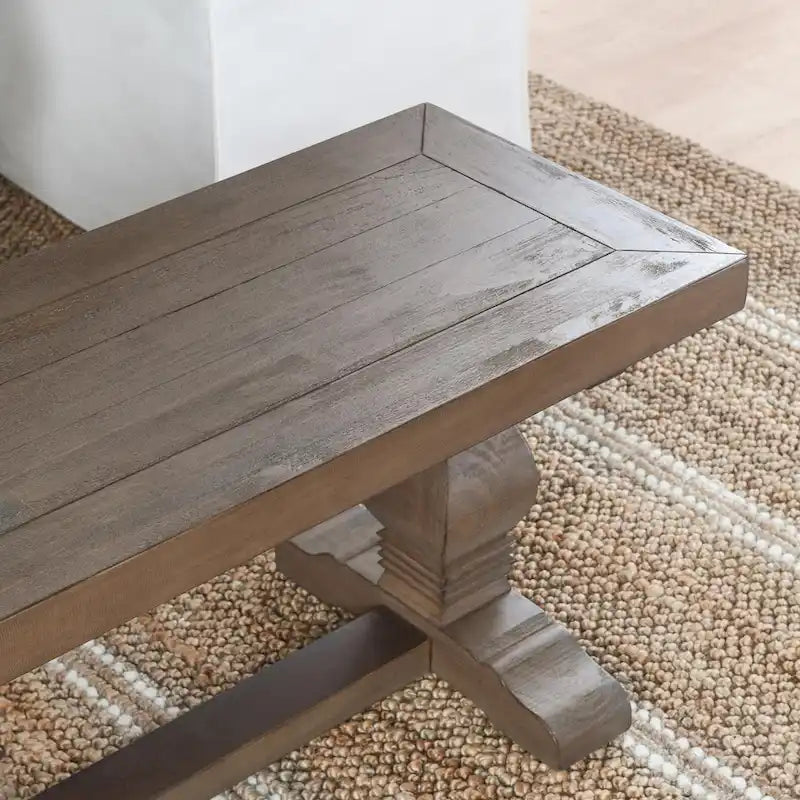 Banc de salle à manger en bois de pin recyclé marron vieilli avec piètement en tréteaux – 66" ou 83", Monoplace