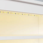 Tête de lit bibliothèque Blanche Queen avec lumières LED et gestion des câbles – Style contemporain, pour 1 ou 2 personnes