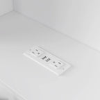 Tête de lit bibliothèque Blanche Queen avec lumières LED et gestion des câbles – Style contemporain, pour 1 ou 2 personnes