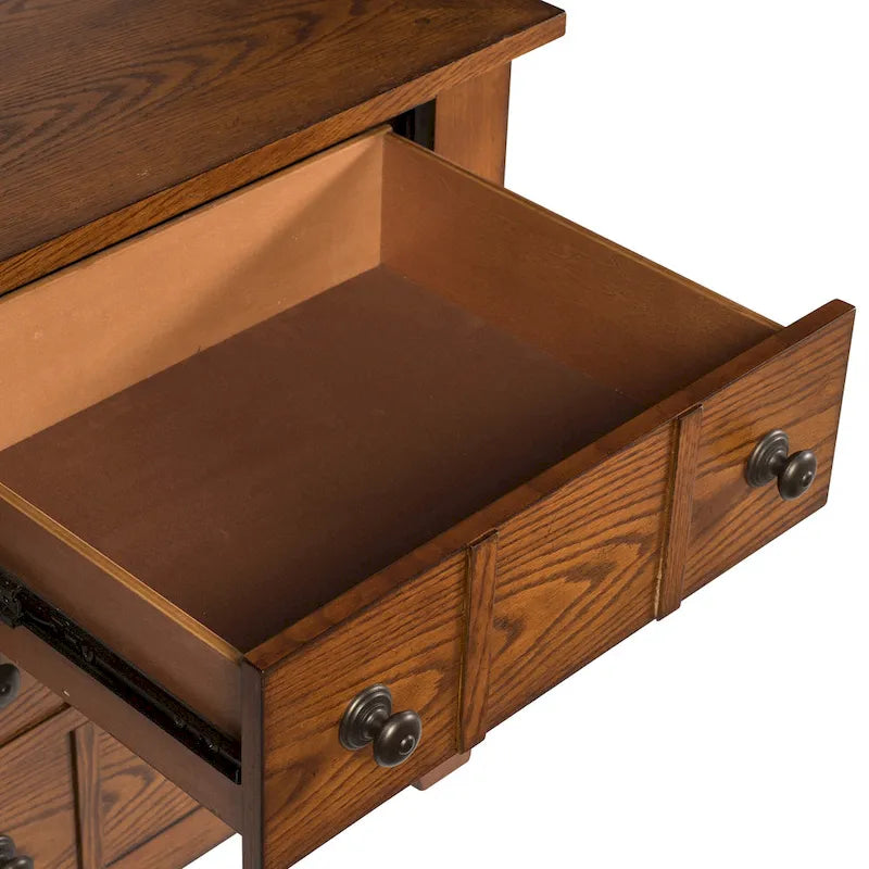 Table de chevet à 2 tiroirs Chêne vieilli/Grès – Style rustique américain, Usage unique