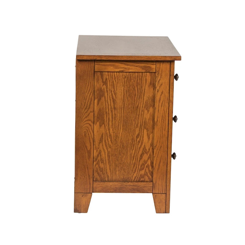 Table de chevet à 2 tiroirs Chêne vieilli/Grès – Style rustique américain, Usage unique