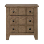 Table de chevet à 2 tiroirs Chêne vieilli/Grès – Style rustique américain, Usage unique