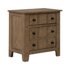 Table de chevet à 2 tiroirs Chêne vieilli/Grès – Style rustique américain, Usage unique