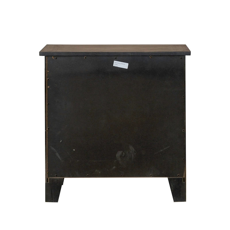Table de chevet à 2 tiroirs Chêne vieilli/Grès – Style rustique américain, Usage unique