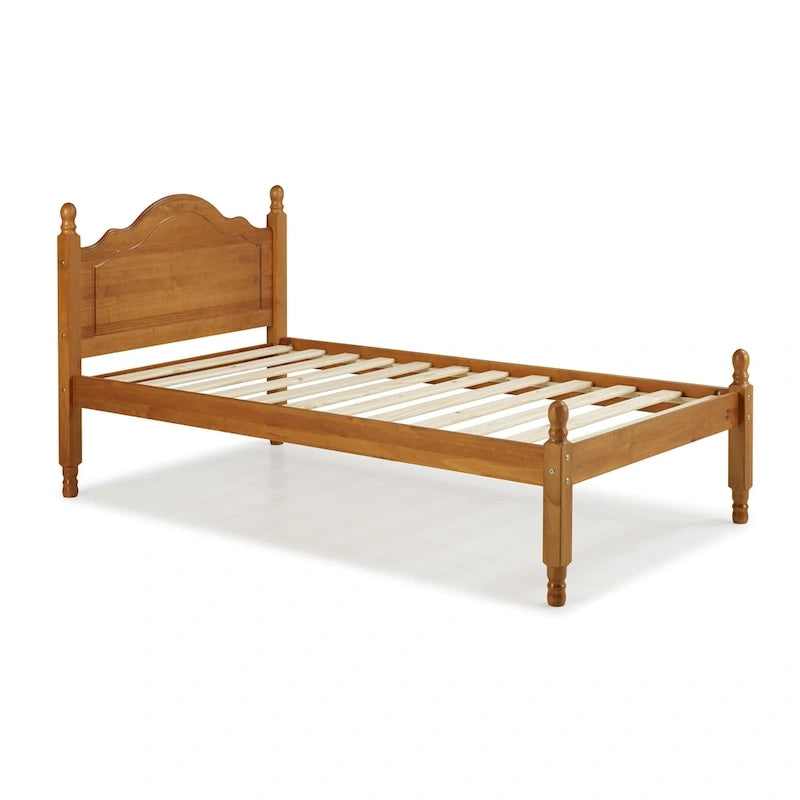 Lit plateforme double en pin massif miel / acajou / blanc / moka / java – Style classique, pour 1 personne