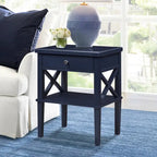Table de chevet à 1 tiroir avec étagère ouverte Blanc / Noir / Gris / Bleu / Vert – Style transitionnel, usage unique