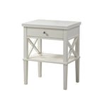 Table de chevet à 1 tiroir avec étagère ouverte Blanc / Noir / Gris / Bleu / Vert – Style transitionnel, usage unique