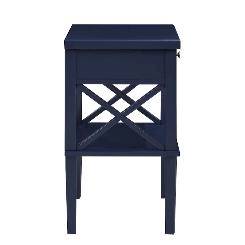 Table de chevet à 1 tiroir avec étagère ouverte Blanc / Noir / Gris / Bleu / Vert – Style transitionnel, usage unique