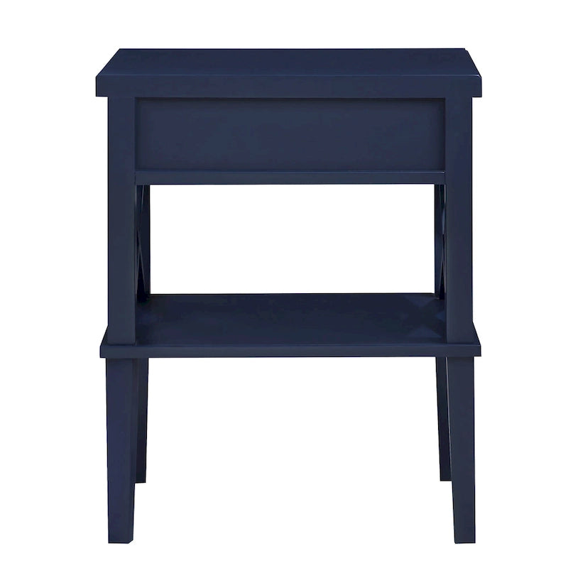 Table de chevet à 1 tiroir avec étagère ouverte Blanc / Noir / Gris / Bleu / Vert – Style transitionnel, usage unique