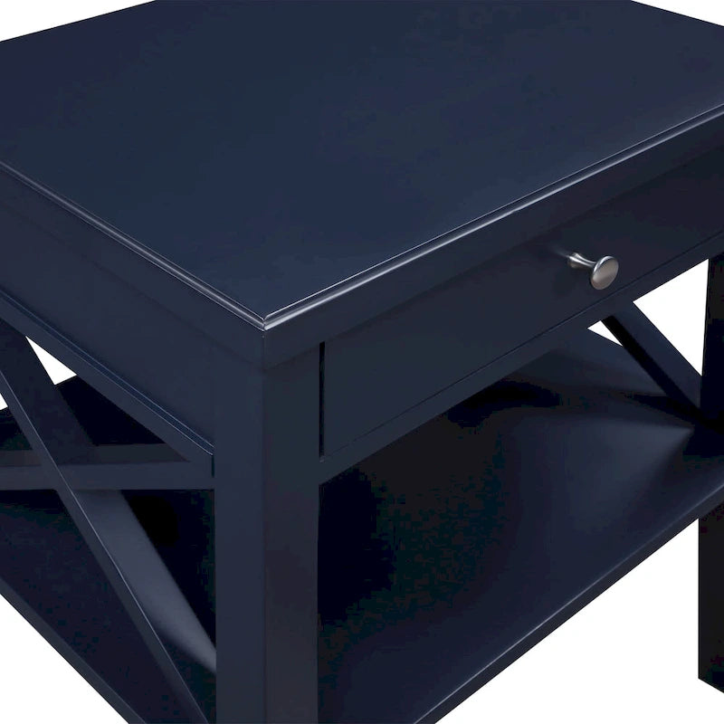 Table de chevet à 1 tiroir avec étagère ouverte Blanc / Noir / Gris / Bleu / Vert – Style transitionnel, usage unique