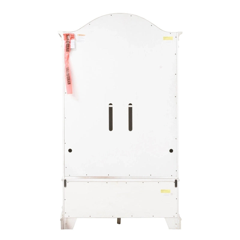Armoire Blanche Antique avec Portes Enveloppantes et Étagères Réglables – Style Traditionnel Européen, Usage Familial