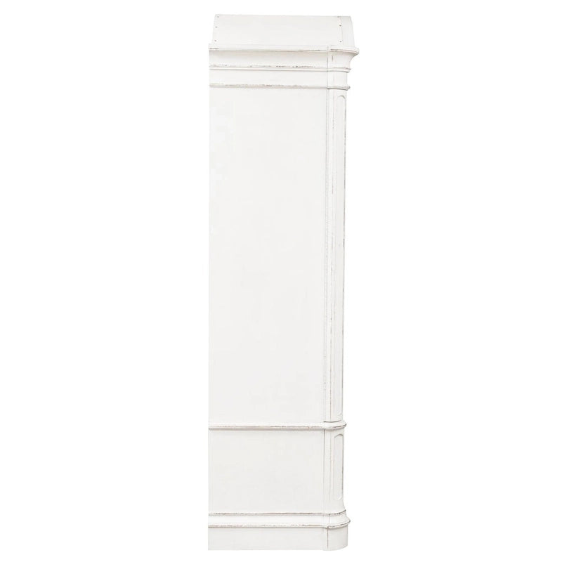 Armoire Blanche Antique avec Portes Enveloppantes et Étagères Réglables – Style Traditionnel Européen, Usage Familial