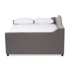 Lit de repos capitonné gris/beige avec lit gigogne escamotable – Style contemporain, 1 à 2 personnes