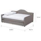 Lit de repos capitonné gris/beige avec lit gigogne escamotable – Style contemporain, 1 à 2 personnes