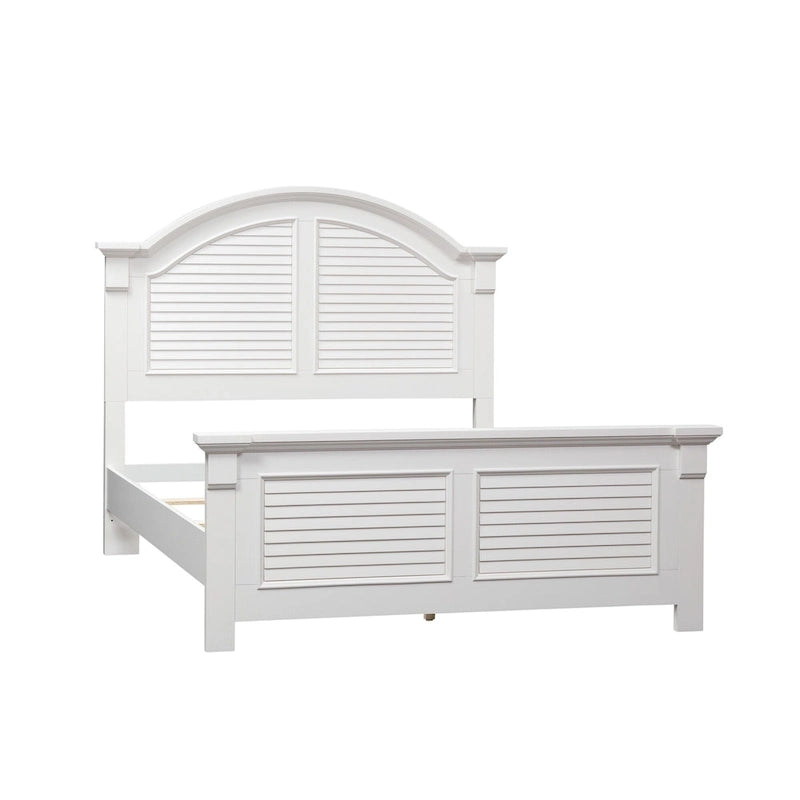 Lit à panneaux persiennes blanc huître – Style cottage, pour 1 à 2 personnes