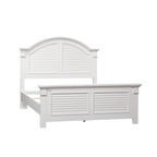 Lit à panneaux persiennes blanc huître – Style cottage, pour 1 à 2 personnes