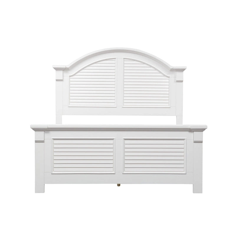 Lit à panneaux persiennes blanc huître – Style cottage, pour 1 à 2 personnes