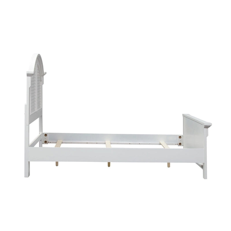 Lit à panneaux persiennes blanc huître – Style cottage, pour 1 à 2 personnes