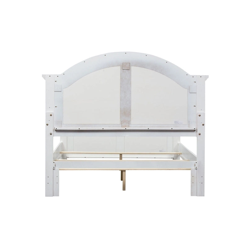 Lit à panneaux persiennes blanc huître – Style cottage, pour 1 à 2 personnes